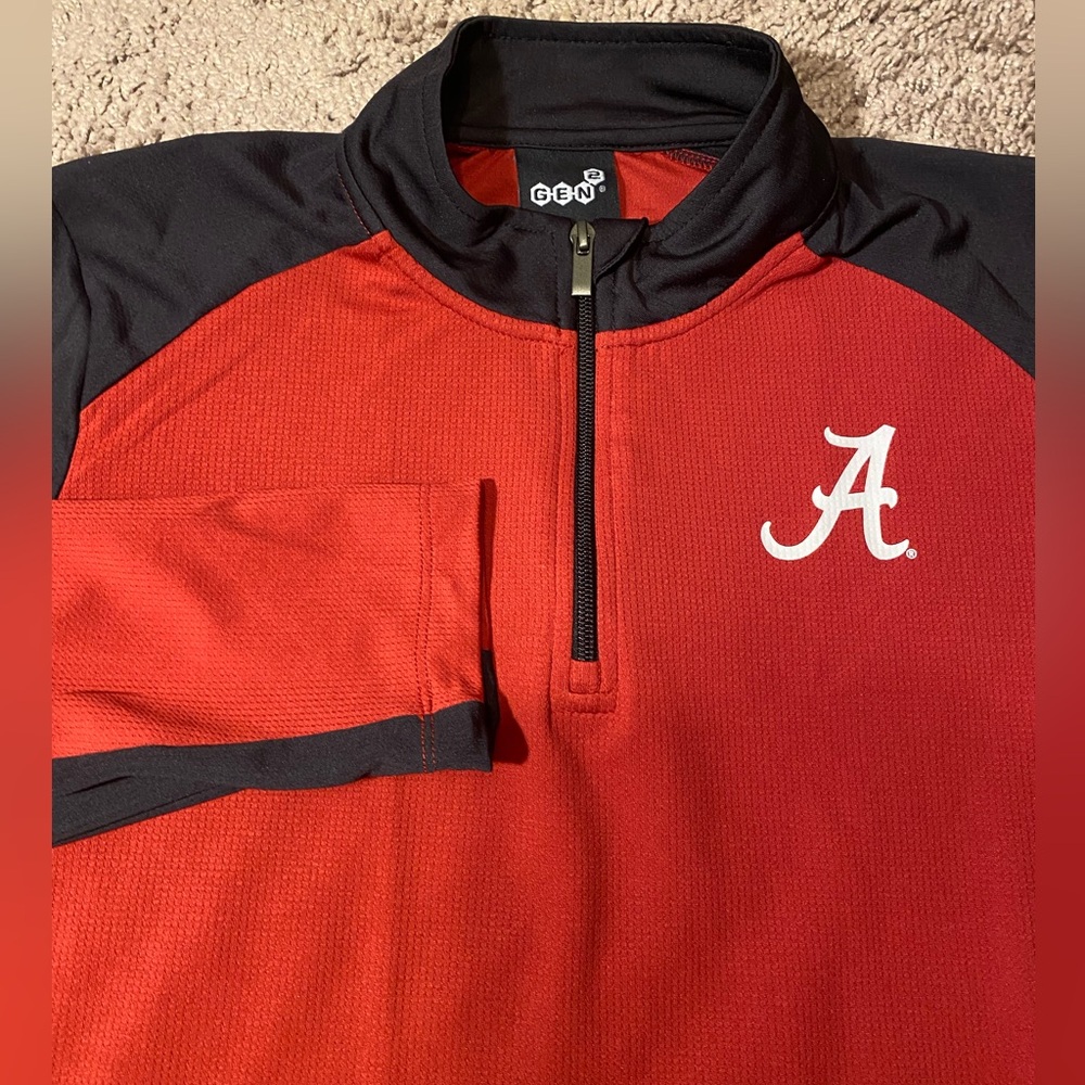 Alabama Crimson Tide GEN2 Quarter Zip Pullover Red Black Long Sleeve Mens Medium